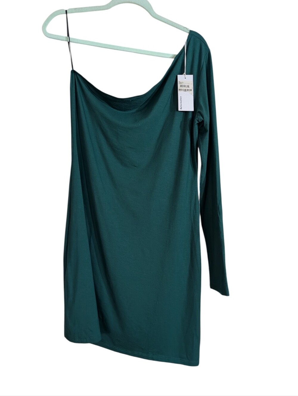 Reformation Emerald Green One-Shoulder Dress NWT XL - Picture 2 of 7